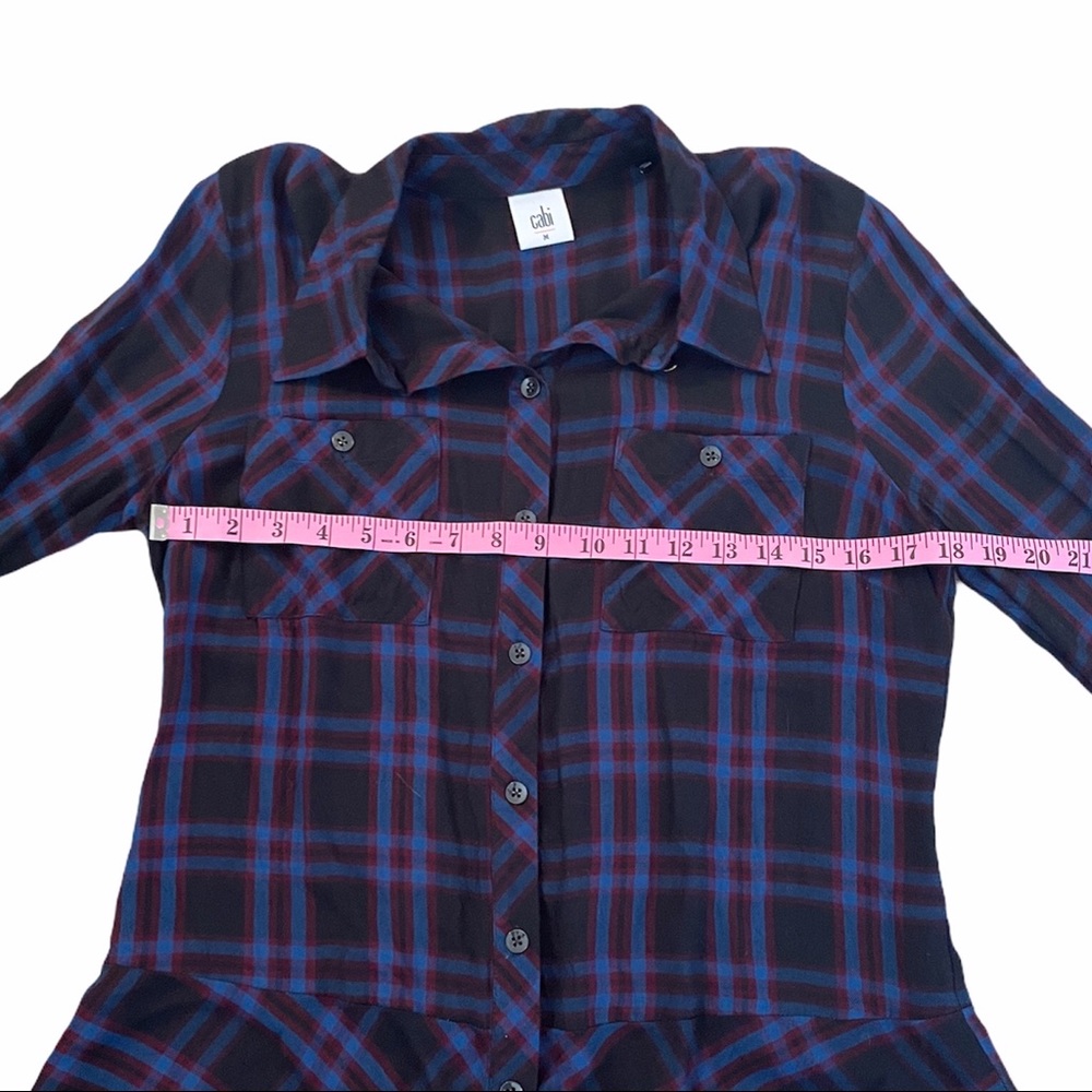 CAbi #3431 Plaid Ruffled Peplum Button Down Shirt - Picture 9 of 10